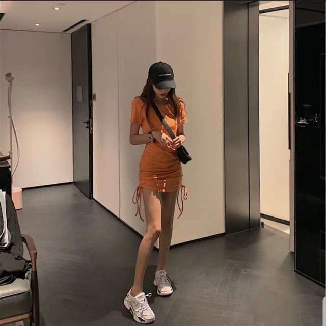 Đầm body rút dây 2 bên