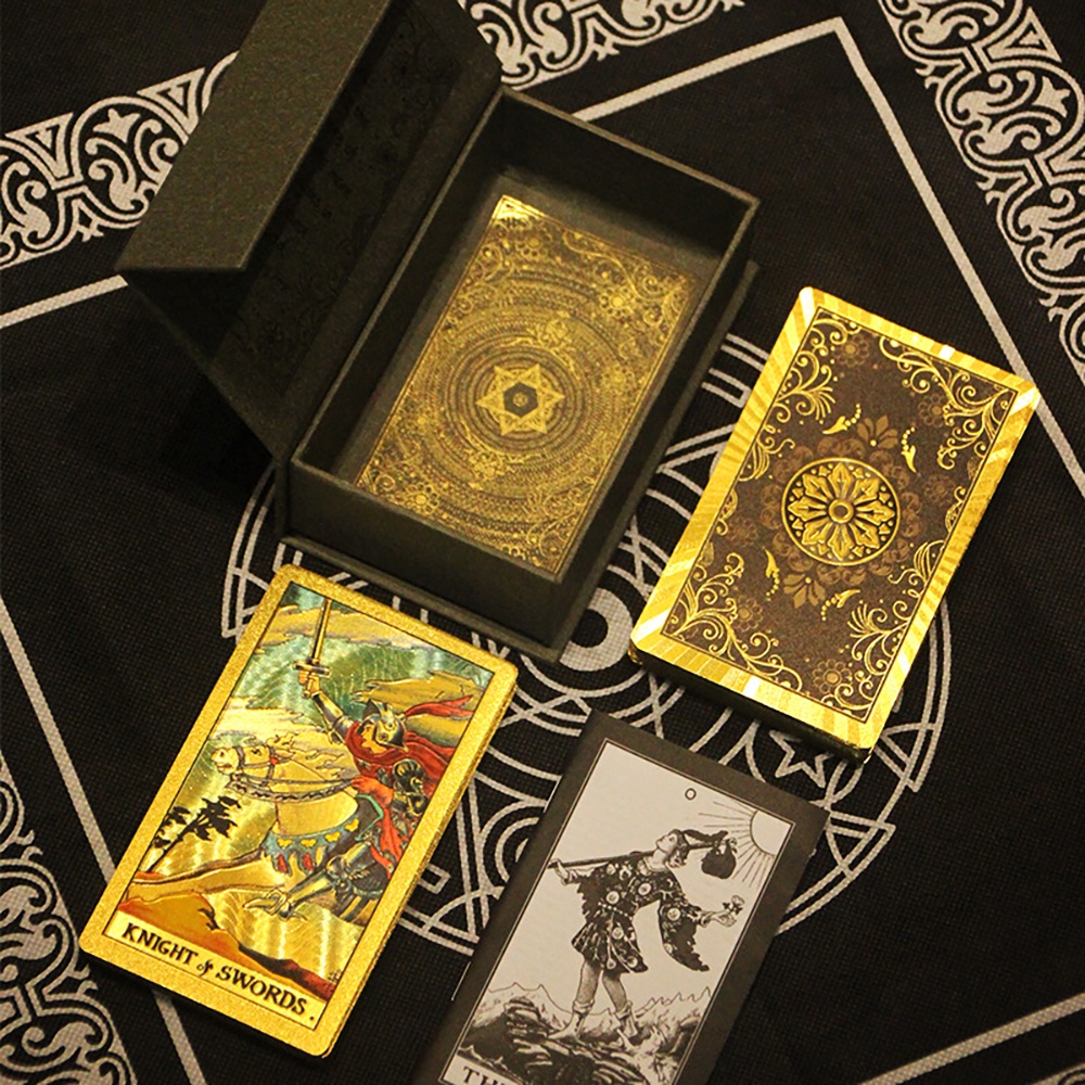 [Bài Nhựa Size Gốc] Bộ Bài Tarot Cao Cấp Gold Foil Waite Gray Chất Liệu PVC Chống Nước The Fool Hộp Cứng F4