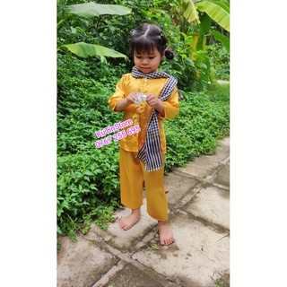 Bộ Bà Ba Cho Bé Màu Vàng Đồng (8-45kg)