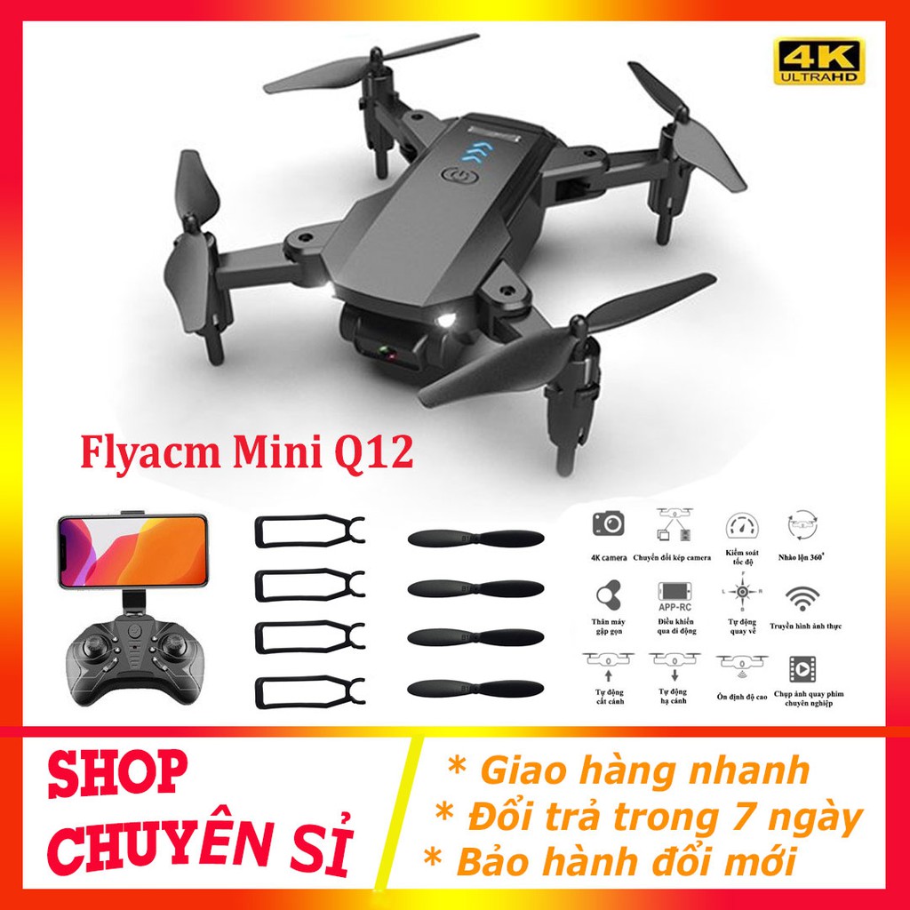 Flycam Q12 2021,Máy Bay Điều Khiển Từ Xa ⚡️𝐅𝐑𝐄𝐄 𝐒𝐇𝐈𝐏⚡️ Flycam Mini Drone Camera 4k Không Người Lái