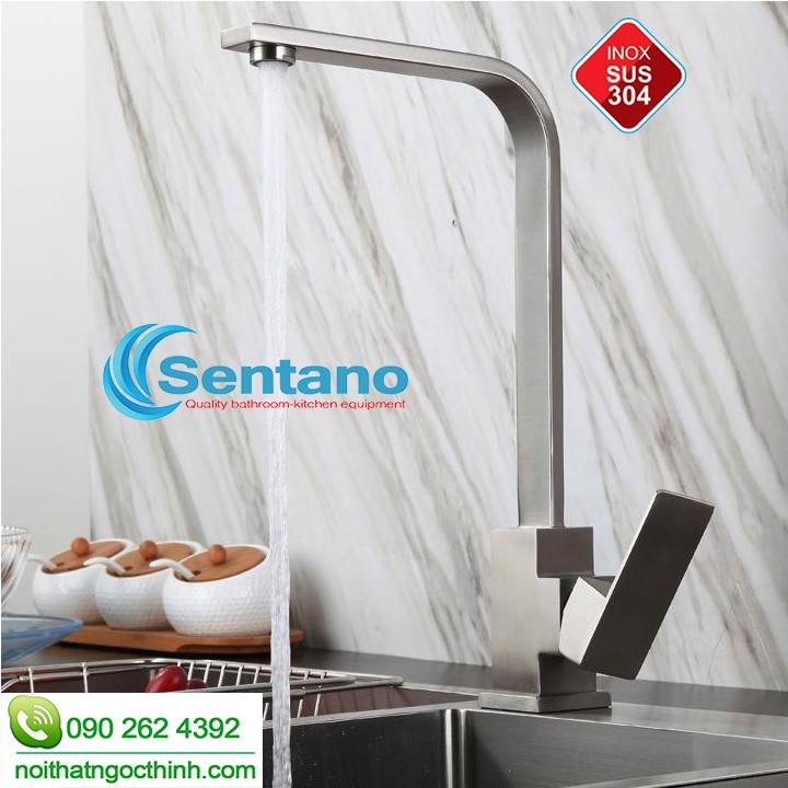 [DÒNG PLUS LOẠI 1] Chậu rửa chén đúc liền khối Sentano Plus SC-11 8245TL 2 ngăn lệch 100% inox 304 không gỉ