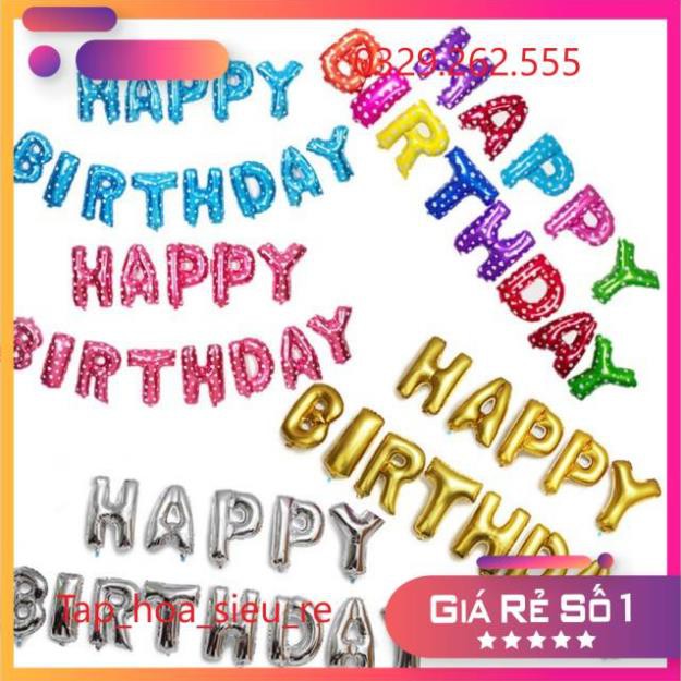 (Rẻ Vô địch) Bóng nhũ Bóng chữ HAPPY BIRTHDAY  trang trí sinh nhật