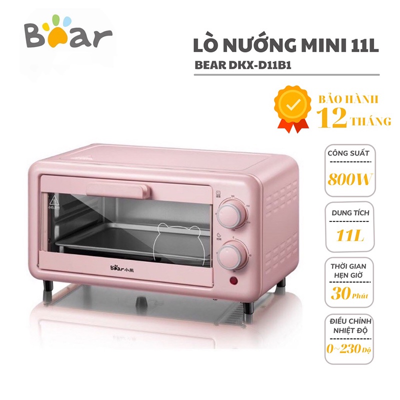 [Mã ELHADEV giảm 4% đơn 300K] Lò nướng điện mini Bear DKX-B11B1 dung tích 11lit