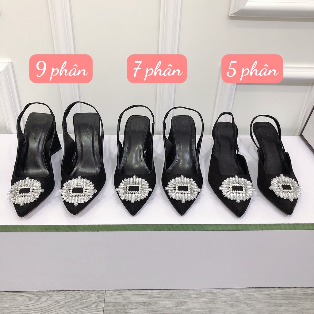 Sandal Cao Gót Nữ Đủ [ 5p 7p 9p ] Bít Mũi Hoa Đá Xoàn Cực Sang Hàng Cao Cấp Lên Chân Tôn Dáng - Chị Chảnh Store