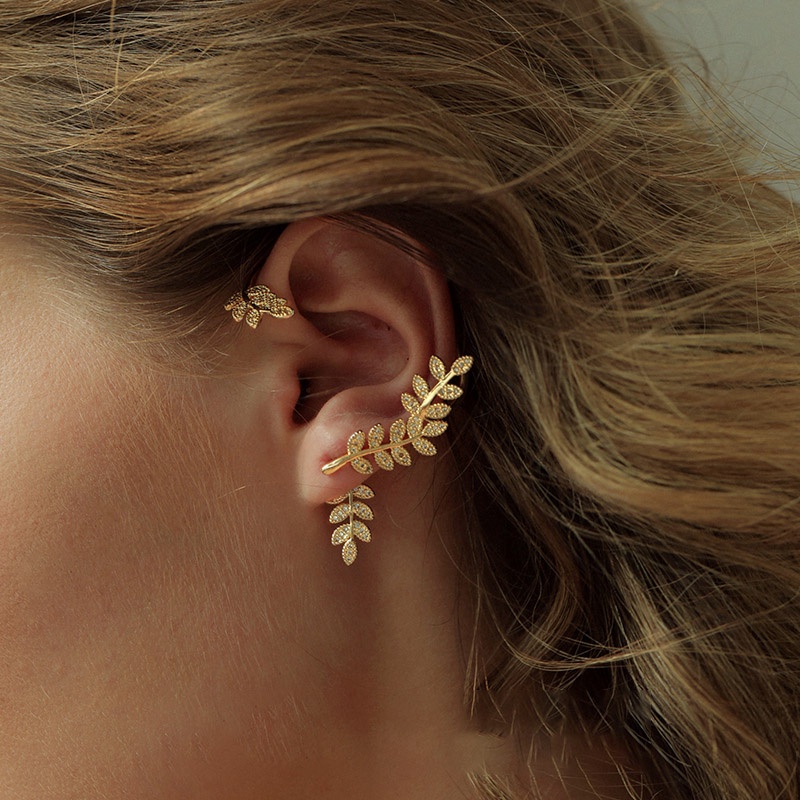 Đôi hoa tai bạc 925 kiểu cành lá xinh xắn thời trang dành cho nữ