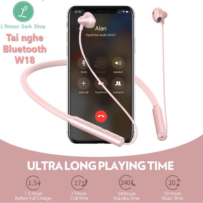 Tai nghe Bluetooth 5.0 Sport W18 - Pin 15 tiếng - Nhiều màu