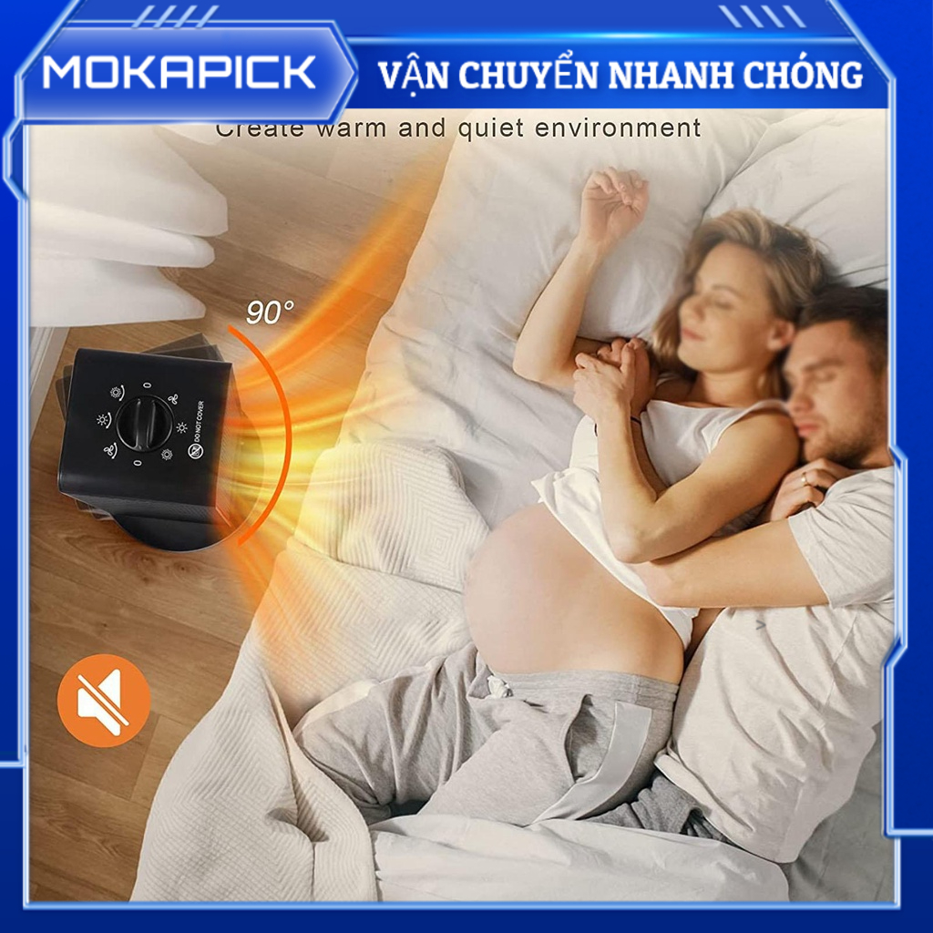 Mokapick Máy sưởi không gian nhỏ 1200W Dao động nhanh theo phương thẳng đứng Quá nhiệt và bảo vệ quá mức cho văn phòng ngủ trong nhà