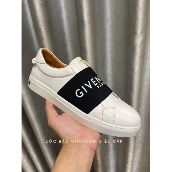 Giày lười slipon givechy trắng quai đen siêu cấp , giày thê thao nam trắng kèm hộp