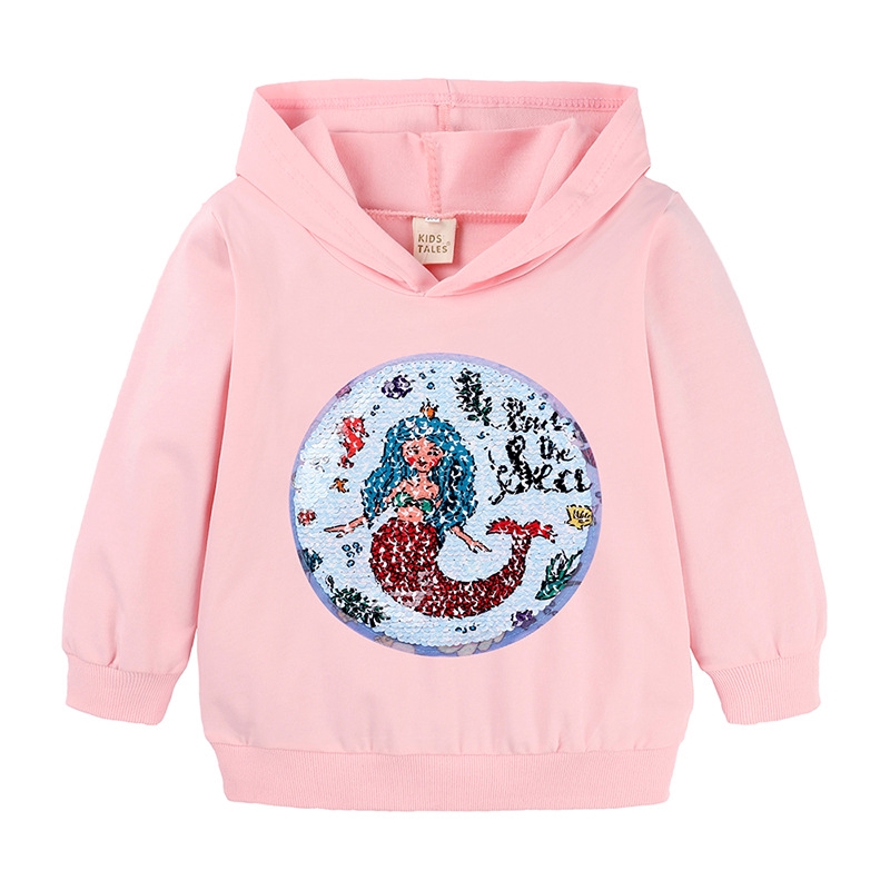 Áo hoodie MANVIN BABY dài tay in họa tiết nàng tiên cá thời trang cho bé gái