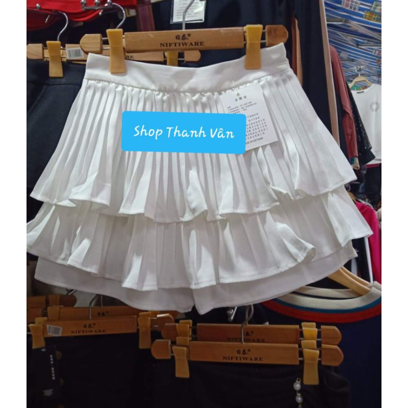 Chân váy xòe ngắn hai tầng xếp ly mềm mại | BigBuy360 - bigbuy360.vn