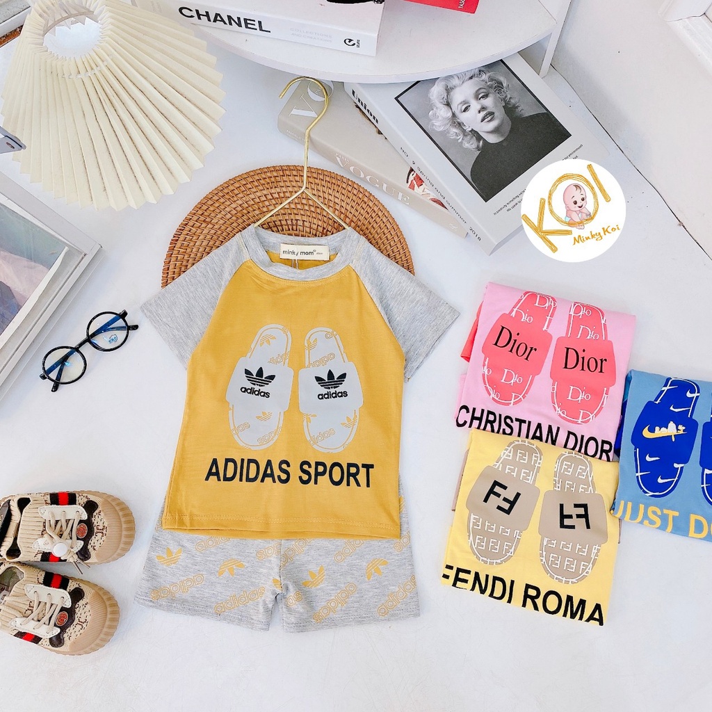 Bộ Cộc Tay Cho Bé Trai, Bé Gái Minky Mom In Hình Chiếc Dép Hot Hit Cho Bé - Chất Thun Lạnh Mềm Mịn BCDEP1