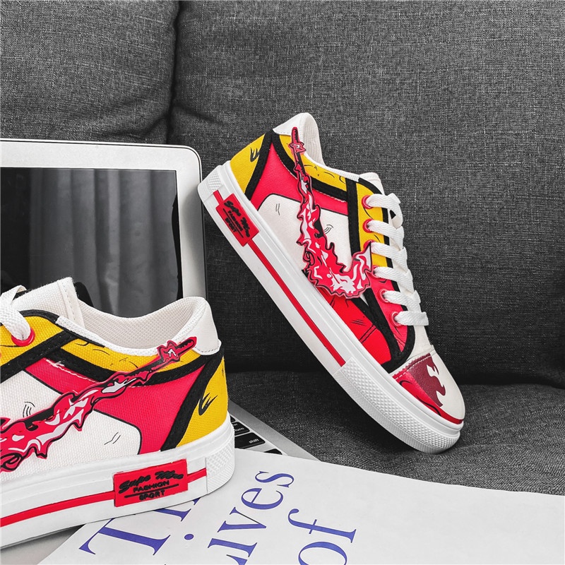 Giày Sneaker Nam In Họa Tiết Anime Demon Slayer Rengoku Kyoujurou Độc Đáo