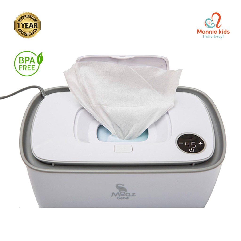 Máy làm ấm khăn ướt cho bé Moaz Bebe MB008 màn hình Led điều khiển nhiệt độ thông minh