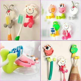 Móc hít tường treo bàn chải, kẹp bàn chải hình thú cute