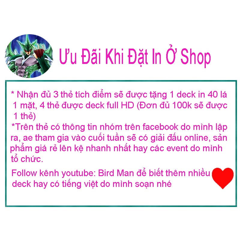 Bộ bài in huyền thoại của Muto Yugi (48 lá) (Tặng kèm 1 lá bài real của Yugi)