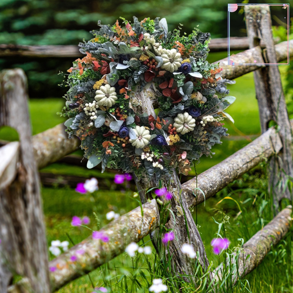 Vòng Hoa Treo Cửa Trang Trí Hình Trái Bí Ngô Bằng Nhựa Sống Động