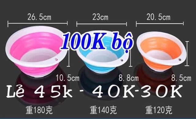 Bát trộn mồi tiện lợi gấp gọn dễ dàng nhựa Silica Gel_3 size
