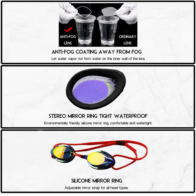 Kính Bơi Silicone Chống Sương Mù/Thấm Nước/Tia Uv Chuyên Nghiệp