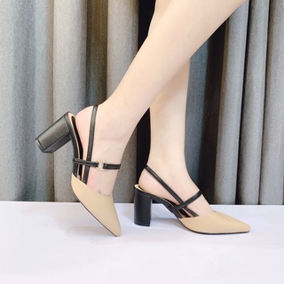 Sandal bít mũi gót vuông 7cm - X277