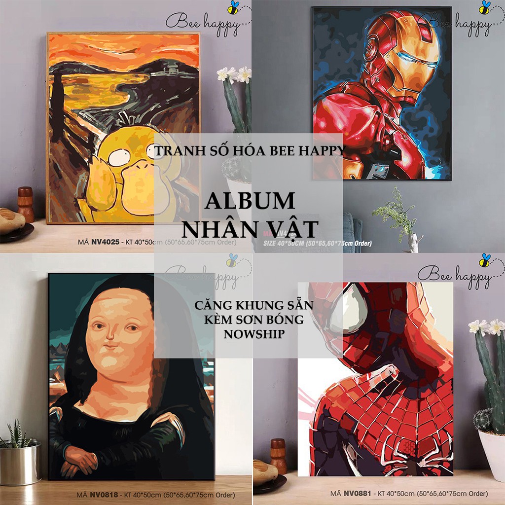 Tranh Số Hóa Monalisa Béo, Người Nhện, Iron Man BEE HAPPY Nhiều Mẫu, Hàng Có Sẵn