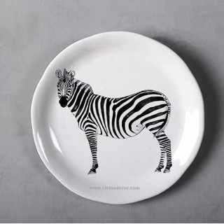 Hàng có sẵn - Dĩa Gốm Sứ Trang Trí Họa Tiết Ngựa Vằn