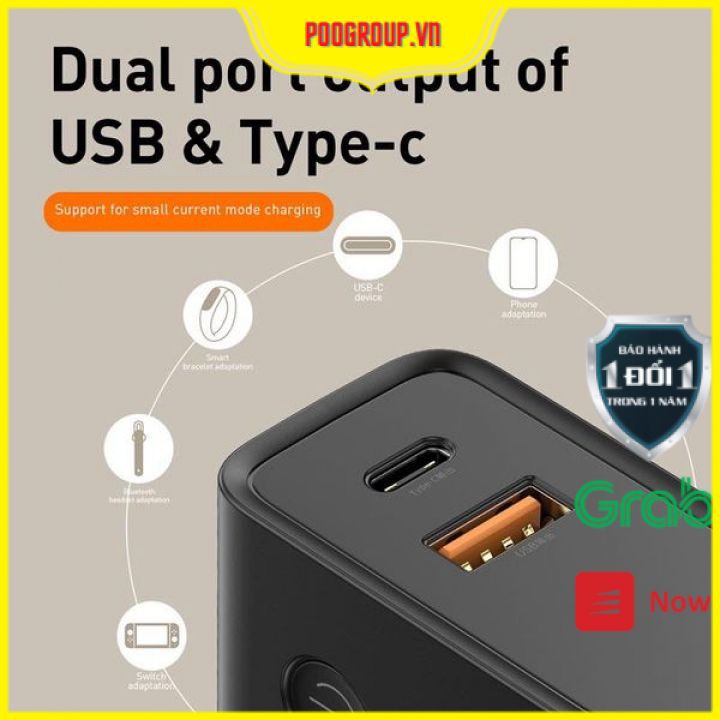 Cốc sạc Củ sạc kiêm pin sạc dự phòng baseus PPNLDT909 10000mAh PD18w QC3.0 2in1 (hỗ trợ sạc nhanh 18w)