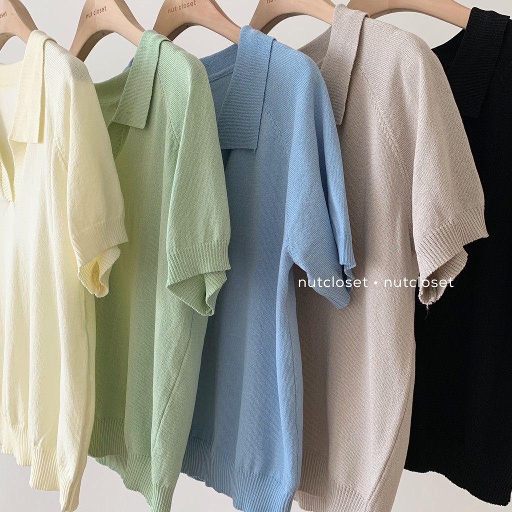 Áo mông tơ ghi cổ polo _ A0190