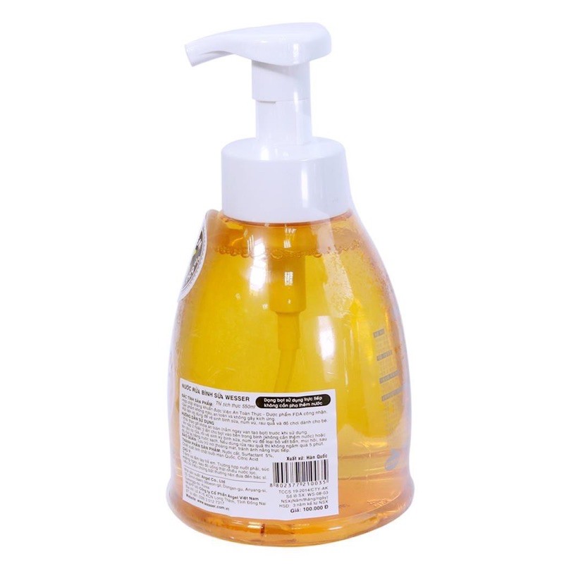 NƯỚC RỬA BÌNH SỮA HÀN QUỐC WESSER 500ml