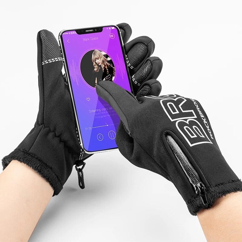 Găng tay ROCKBROS giữ ấm chống gió che toàn bộ ngón sử dụng được màn hình cảm ứng tiện lợi