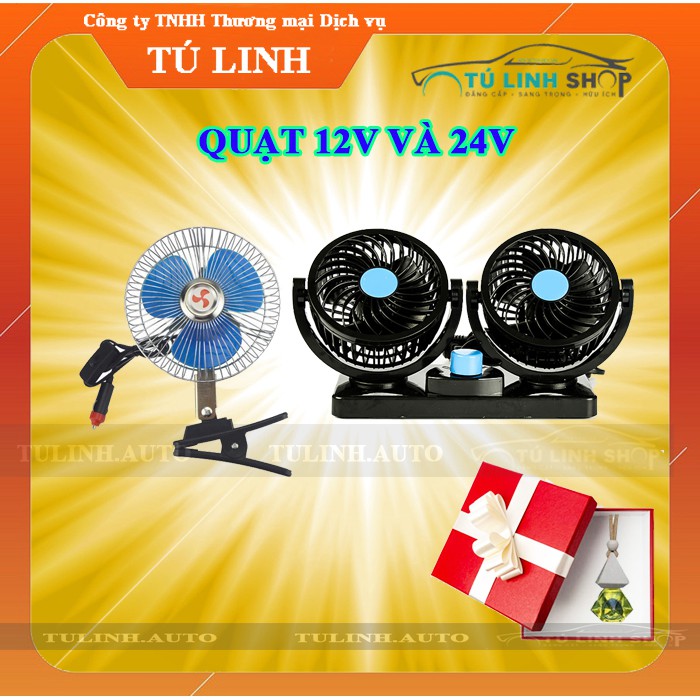 Quạt mini điện 12v và 24v dùng trên ô tô và acquy + Tặng quà