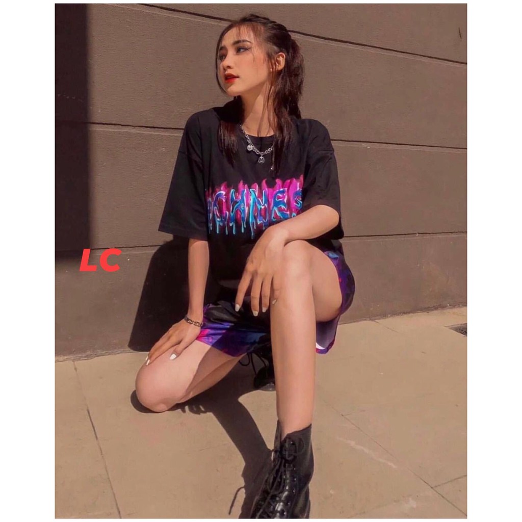 Bộ đùi loang Bunz, bộ đùi loang hình lửa form rộng unisex - bộ đùi loang lửa đen | BigBuy360 - bigbuy360.vn