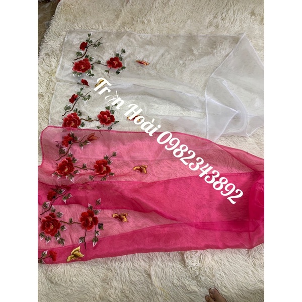 Khăn áo hầu đồng - khăn múa cô Chín , cô bơ , dải lụa hoa hồng múa cô chín cô bơ