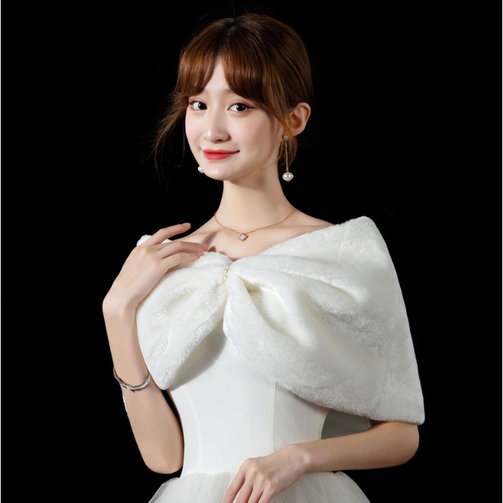 Áo choàng cho cô dâu mùa đông kiểu nơ- giá 100k | BigBuy360 - bigbuy360.vn