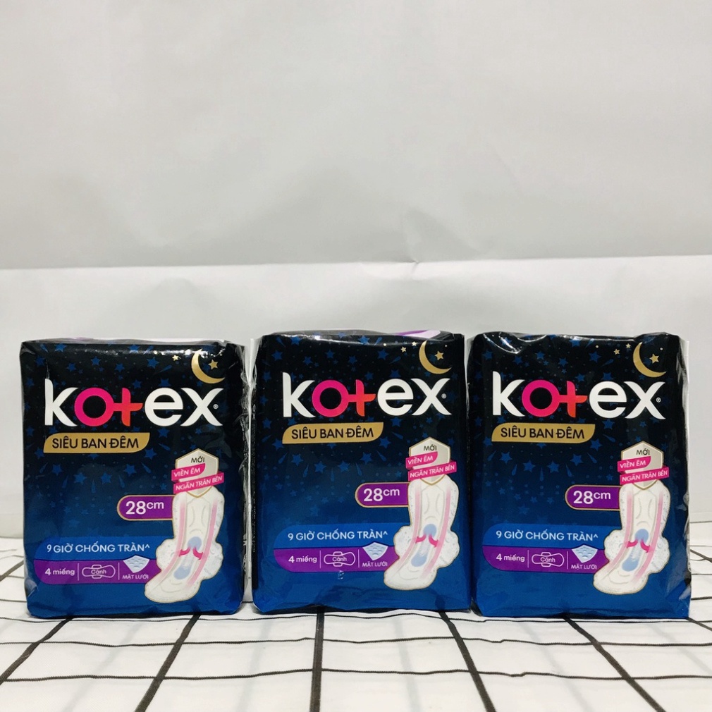 Băng Vệ Sinh Kotex Siêu Ban Đêm Có Cánh 28cm