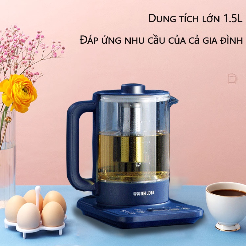 Ấm đun nước ấm pha trà bình thủy tinh 1.5 lít  - Đa chức năng 24 chế độ pha trà, hâm sữa-BẢO HÀNH 3 THÁNG