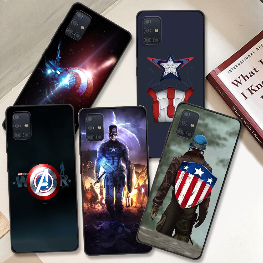 Ốp điện thoại Silicone mềm màu đen in hình Captain America cho Samsung A6 2018 A6 Plus 2018 A7 2018 A8 2018 A8 Plus 2018