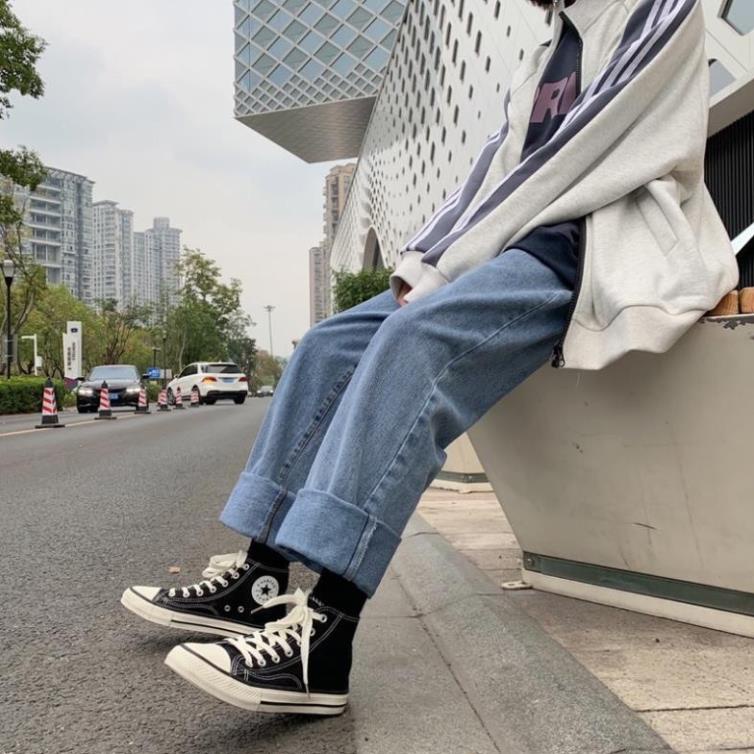 Quần jean nữ lưng cao ống suông,rộng Hiyou, Quần bò nữ lưng cao ống rộng style hàn quốc dáng suông hot 2022 TR01 | BigBuy360 - bigbuy360.vn