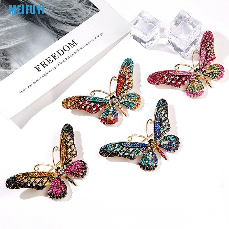 Ghim cài áo hình bướm đính đá pha lê thời trang cho nữ