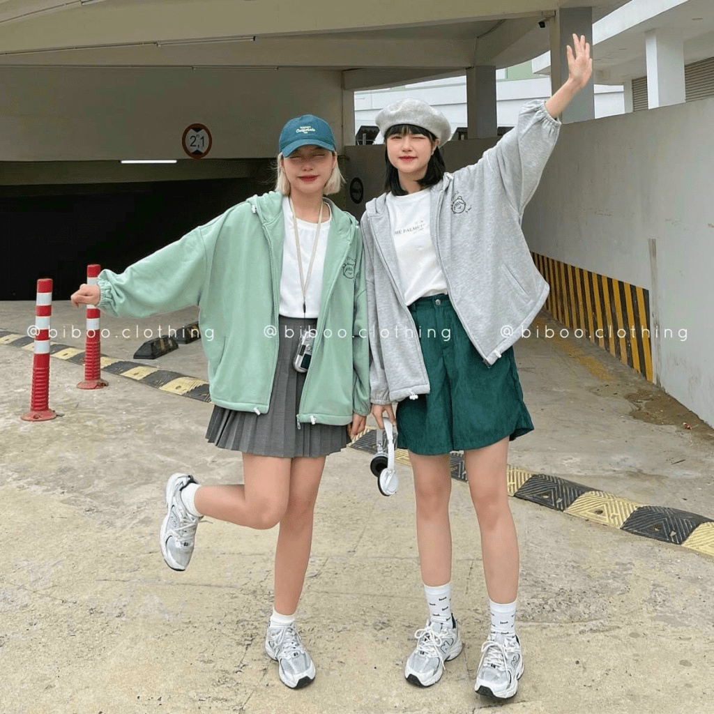 Áo Khoác, Áo Khoác Chống Nắng Dây Kéo Chất Nỉ PE Form Rộng HÌnh Cô Bé Cưng Đáng Yêu Thời Trang HHP Fashion