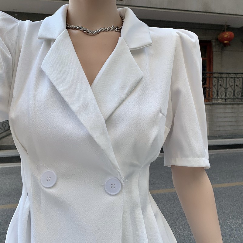 Set áo vest ngắn tay + chân váy voan tơ xòe bồng hàng Quảng Châu