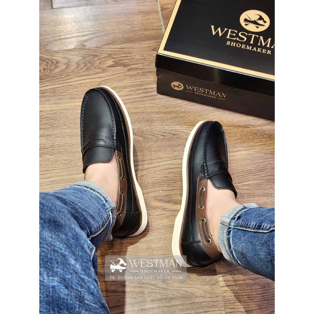 Giày lười nam Da bò thật Boatshoes Westman