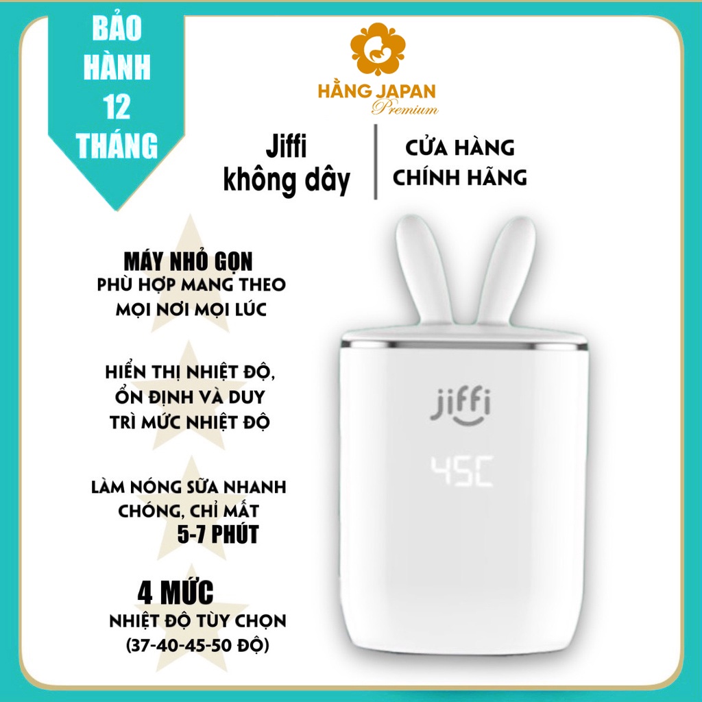 Máy hâm sữa Jiffi 4.0 New không dây/có dây di dộng kiêm đun nước pha sữa bảo hành chính hãng 1 năm