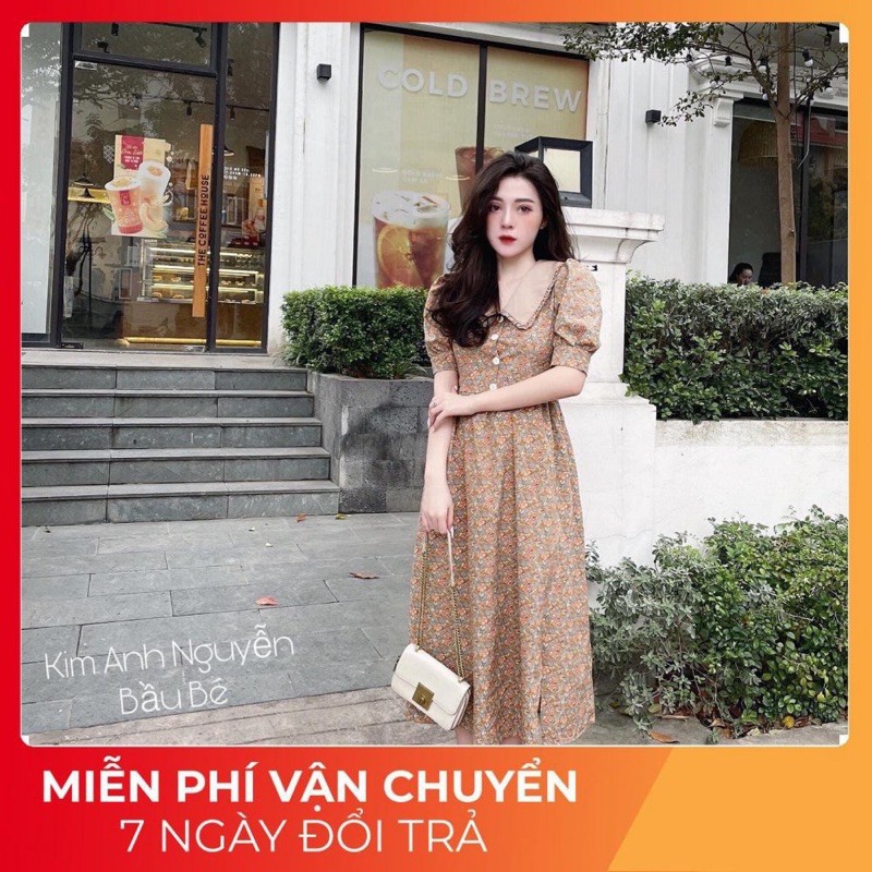 Váy Hoa Nhí Cổ Sen Bèo  [ 𝐅𝐑𝐄𝐄 𝐒𝐇𝐈𝐏 ] Chất Đũi Lụa Mềm Đẹp , Thích Hợp Mặc Đi Sự Kiện, Sinh Nhật Hay Đám Cưới NYC Đều OK