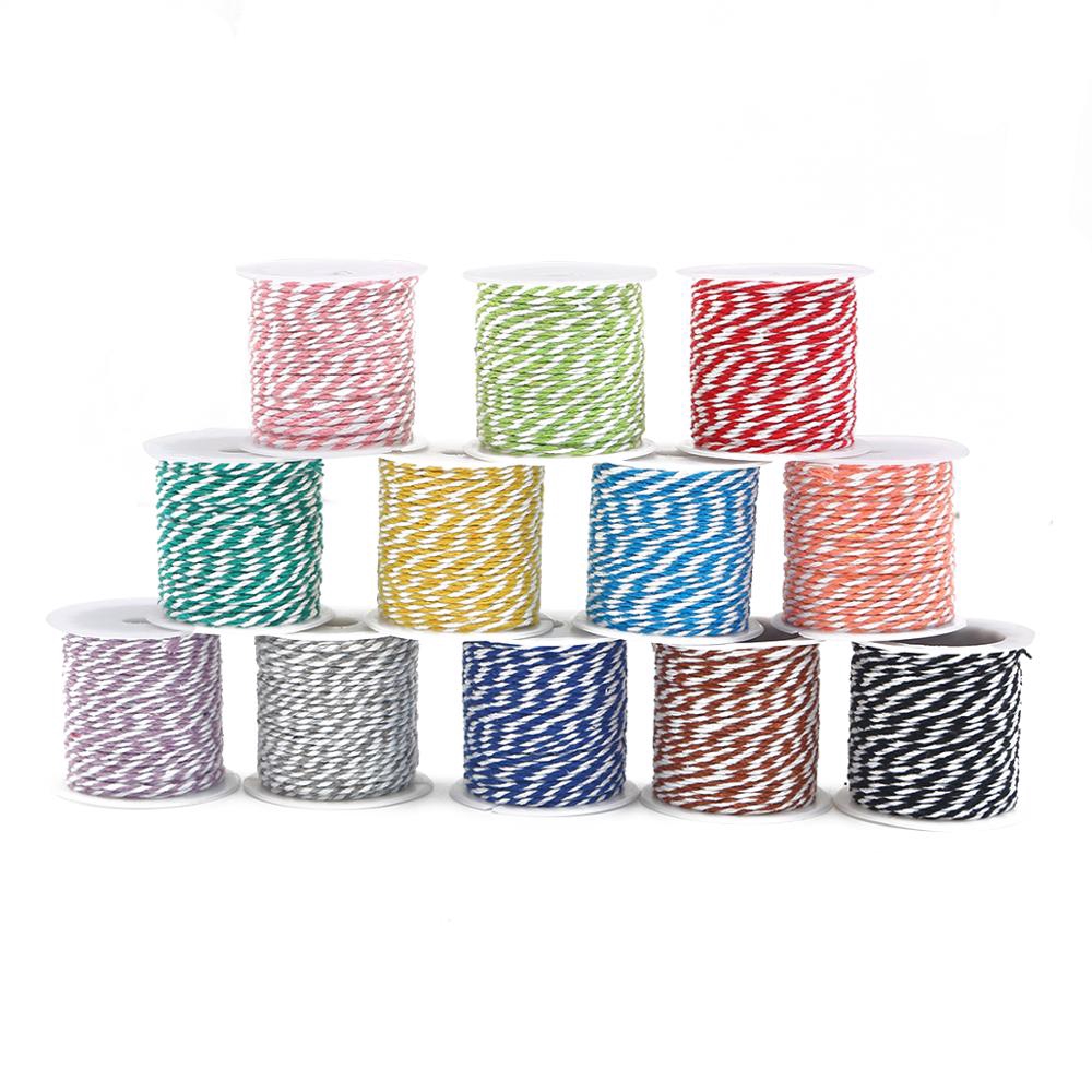 Cuộn dây thừng đôi cotton hai màu 10m dùng làm đồ thủ công trang trí nội thất