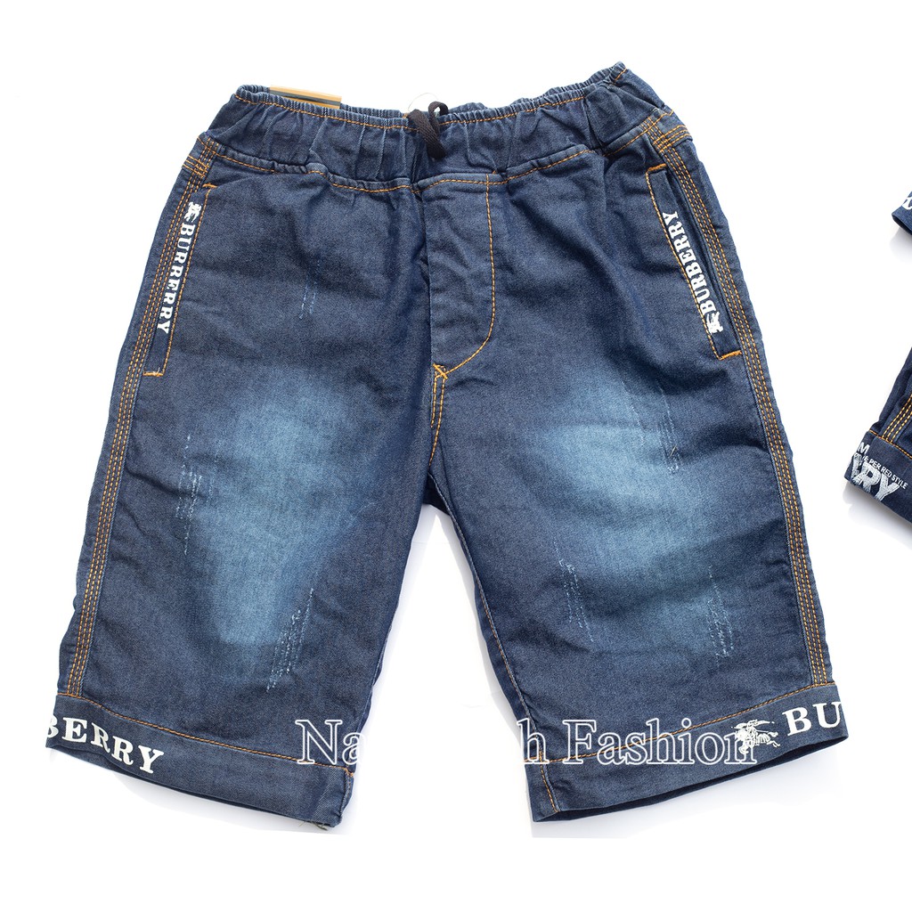 Quần Short Jeans Bé Trai, Chất Jean Mềm Phối Xọc Xước Vải Thời Trang