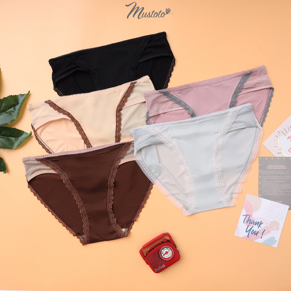 Quần Lót Nữ Trơn Phối Lưới Lưng Thấp Pansy (Mustoto MQ14)