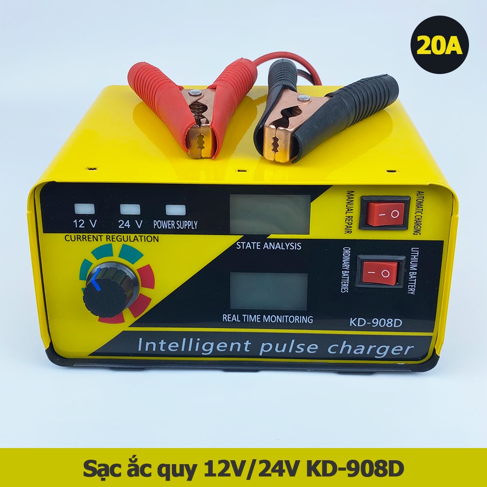 Bộ sạc ắc quy 12V 24V 20A 400AH tự ngắt thông minh KD-908D ANJING
