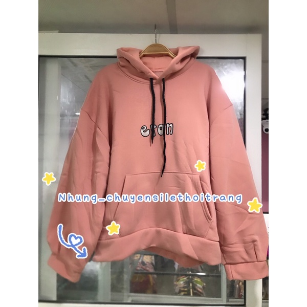 Áo hoodie nữ form rộng, áo nỉ có nón thêu chữ nổi vải dày ( hình chụp thật và video) | BigBuy360 - bigbuy360.vn