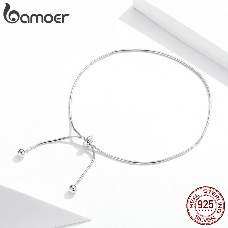 Lắc chân Bamoer SCT016 làm bằng bạc 925 mạ Platinum có thể điều chỉnh kích cỡ | BigBuy360 - bigbuy360.vn