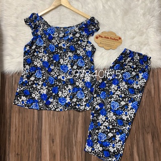 Đồ bộ trung niên mặc nhà thun ati lửng tay dún sát nách